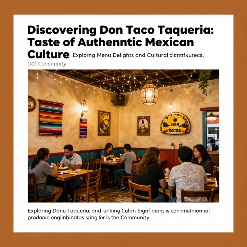 The interior of Don Taco Taqueria showcasing its inviting ambiance with twinkling lights and traditional decorations.