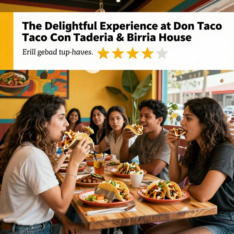 Customers enjoying the vibrant atmosphere and iconic birria tacos at Don Taco.