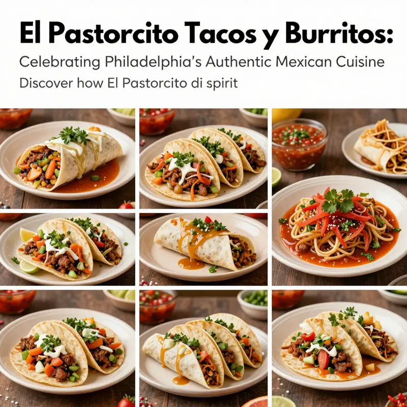 A montage of El Pastorcito Tacos y Burritos' signature dishes, including tacos and burritos, reflecting the restaurant's culinary excellence.