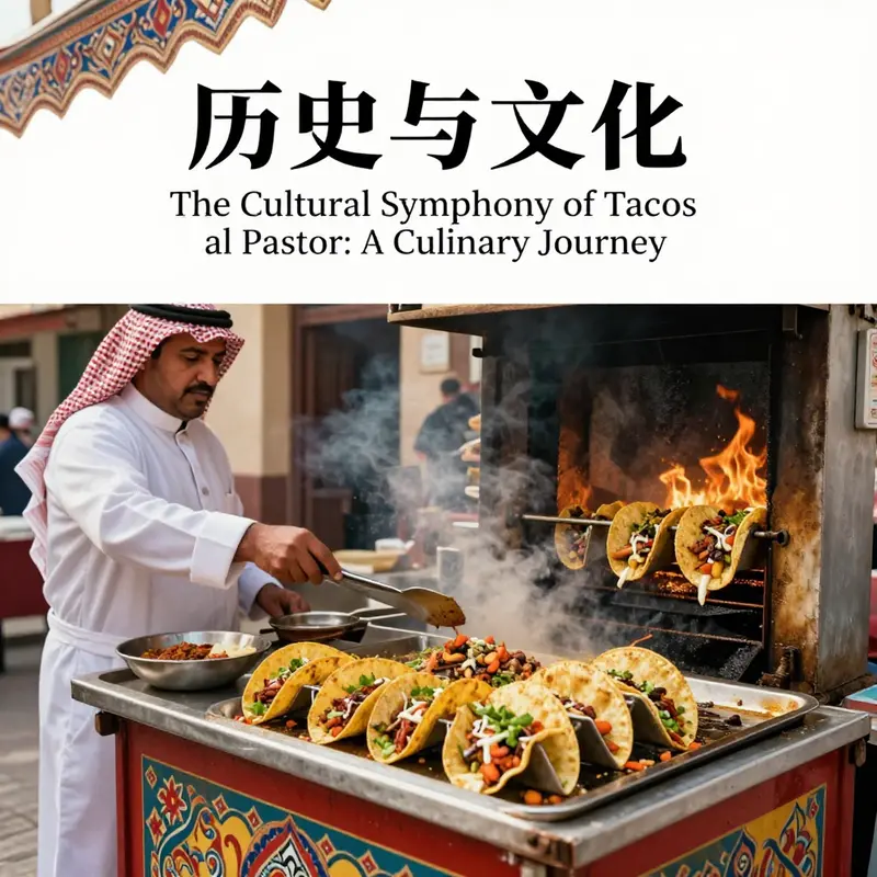 The origins of Tacos al Pastor illustrated, showcasing the blend of Middle Eastern and Mexican culinary traditions.