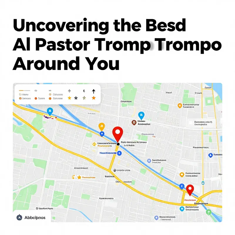A visual guide showing nearby al pastor trompo locations through a popular map application.
