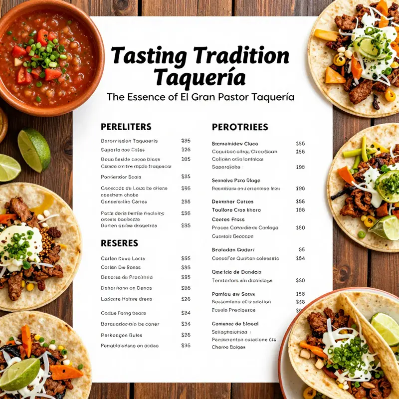 A vibrant selection of authentic tacos from El Gran Pastor Taquería, showcasing their commitment to traditional Mexican flavors.