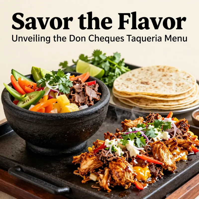 A delightful spread showcasing the iconic dishes from the Don Cheques Taqueria menu.