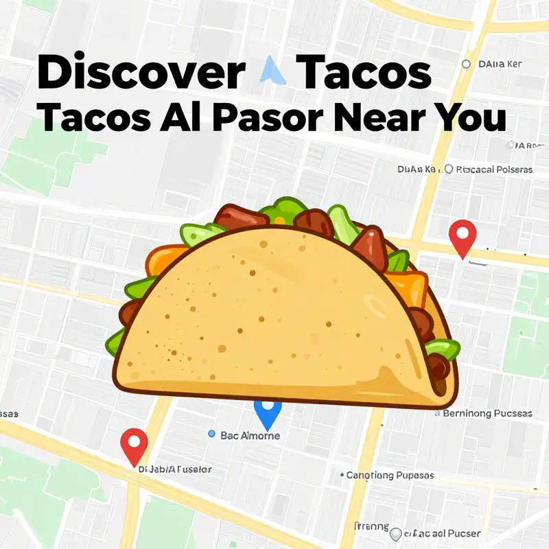 A map showcasing nearby restaurants specializing in tacos al pastor.