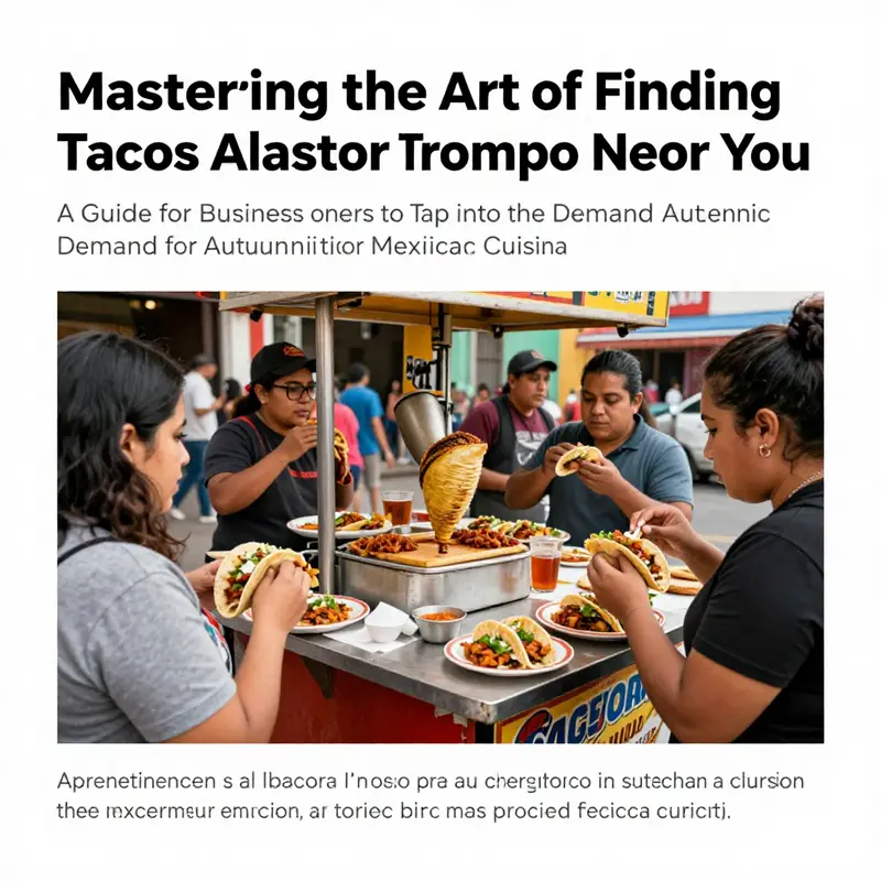A lively taco stand with customers enjoying tacos al pastor.