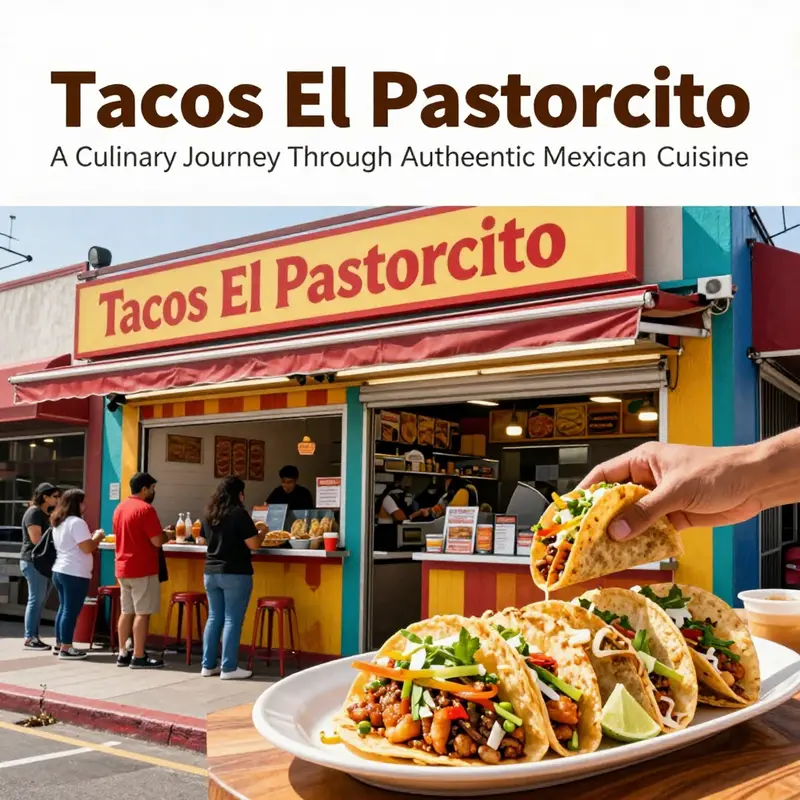 The lively entrance of Tacos El Pastorcito, drawing in food lovers with the aroma of authentic tacos.