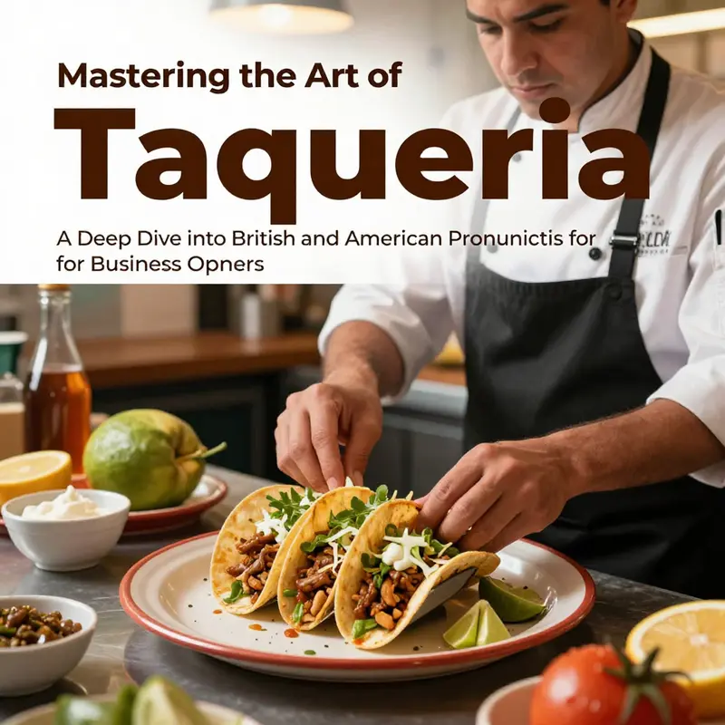 A chef preparing tacos in a bustling taqueria, showcasing fresh ingredients.