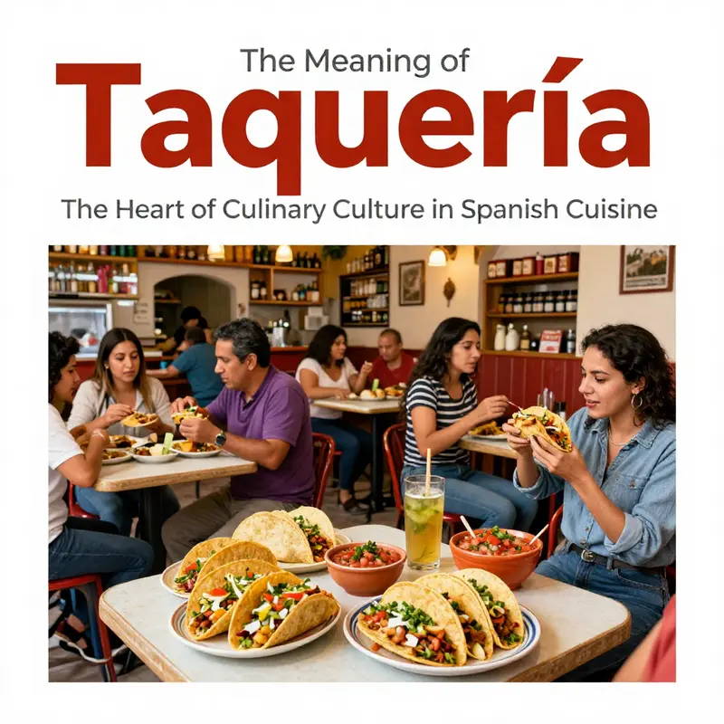 A vibrant taquería showcasing the diverse offerings of tacos in a lively atmosphere.