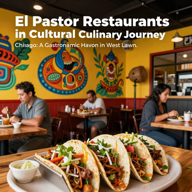 The lively atmosphere of Taqueria El Pastor in West Lawn, where diners enjoy authentic Mexican tacos.