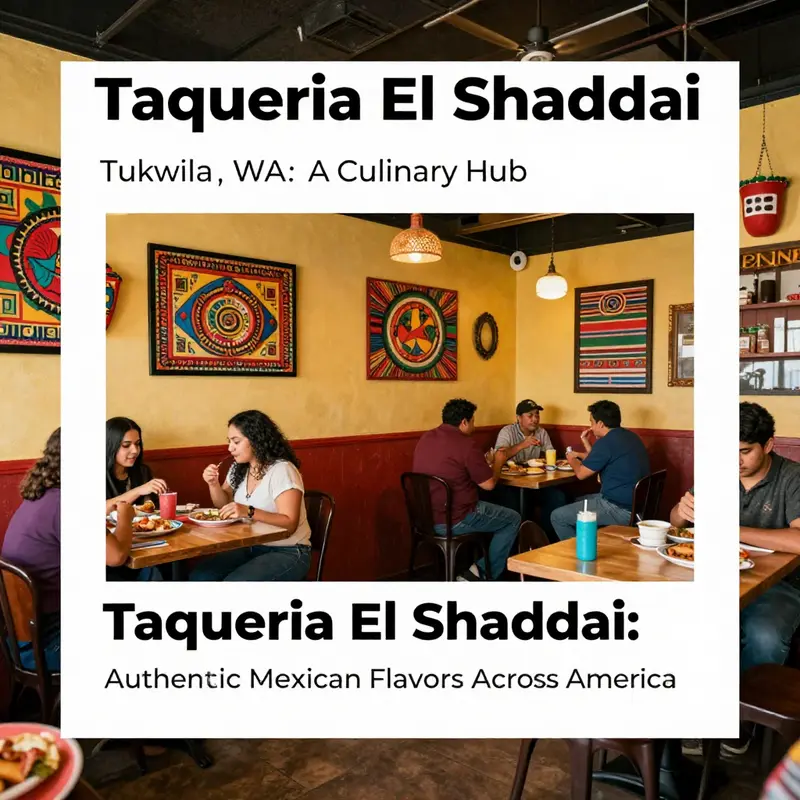 Interior view of Taqueria El Shaddai in Tukwila, highlighting its welcoming ambiance and vibrant decor.