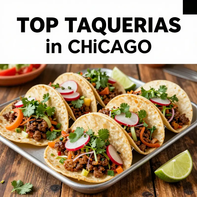 A colorful assortment of tacos from Chicago’s top taquerias, showcasing authentic flavors and vibrant ingredients.