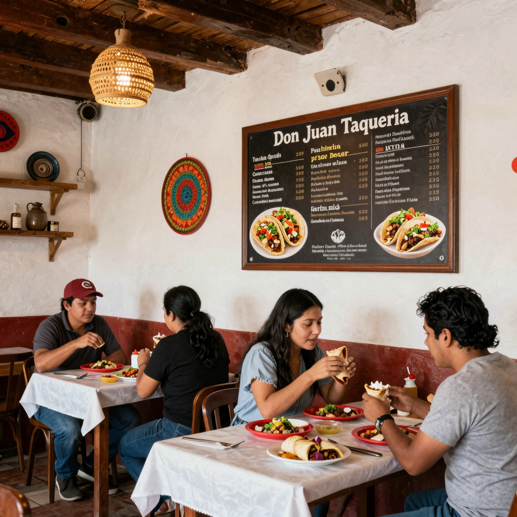 Cozy interior of Don Juan Taqueria