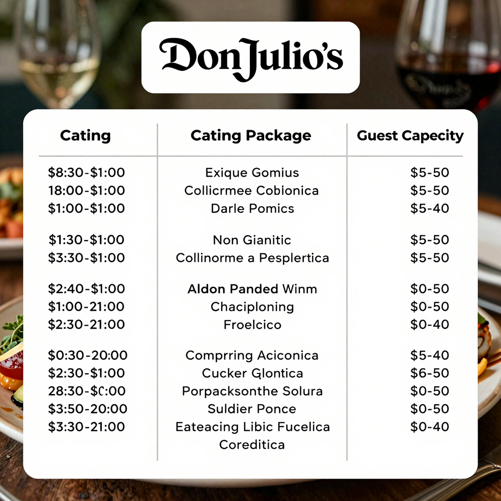 Comparison of Catering Packages from Don Julio's