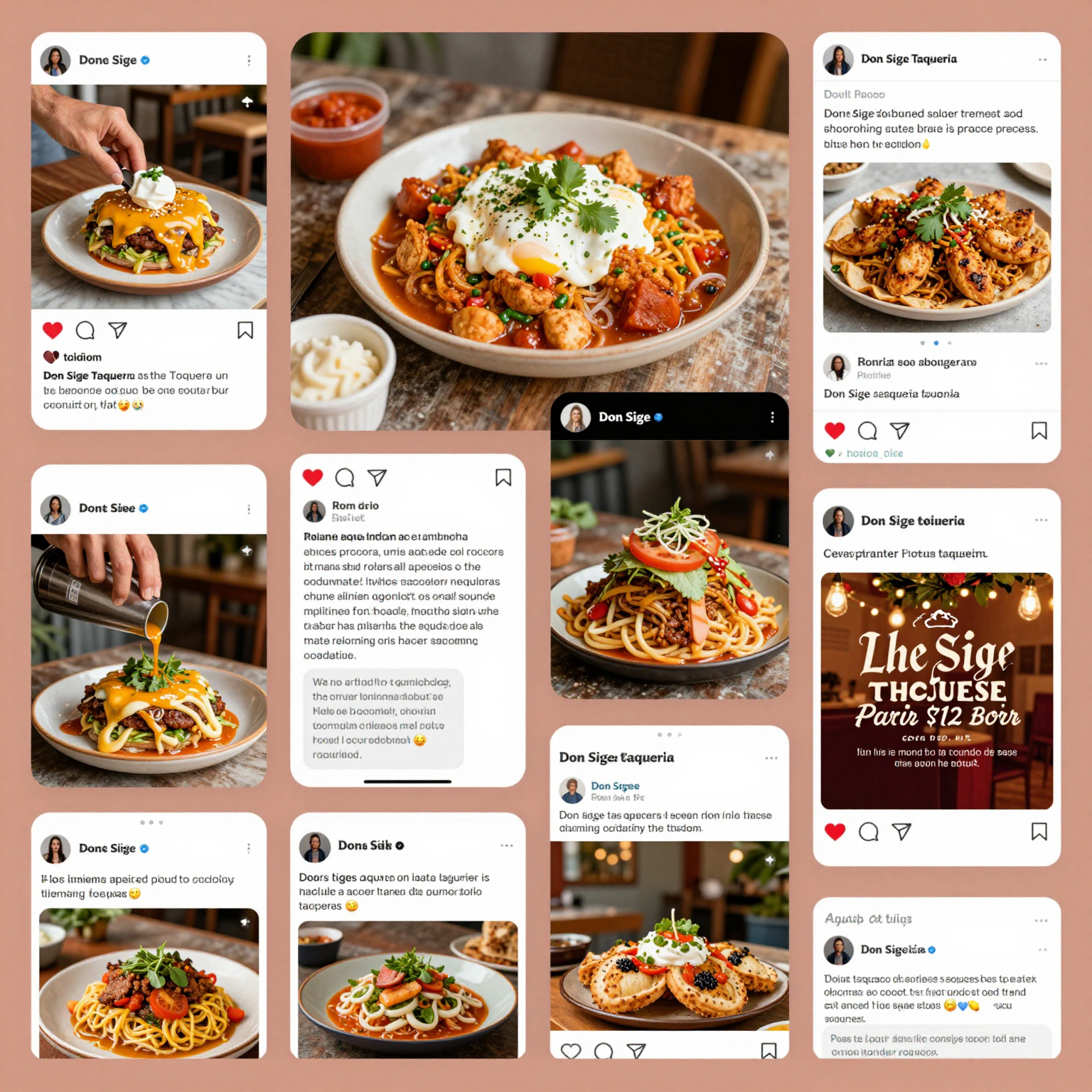 Collage of restaurant social media posts