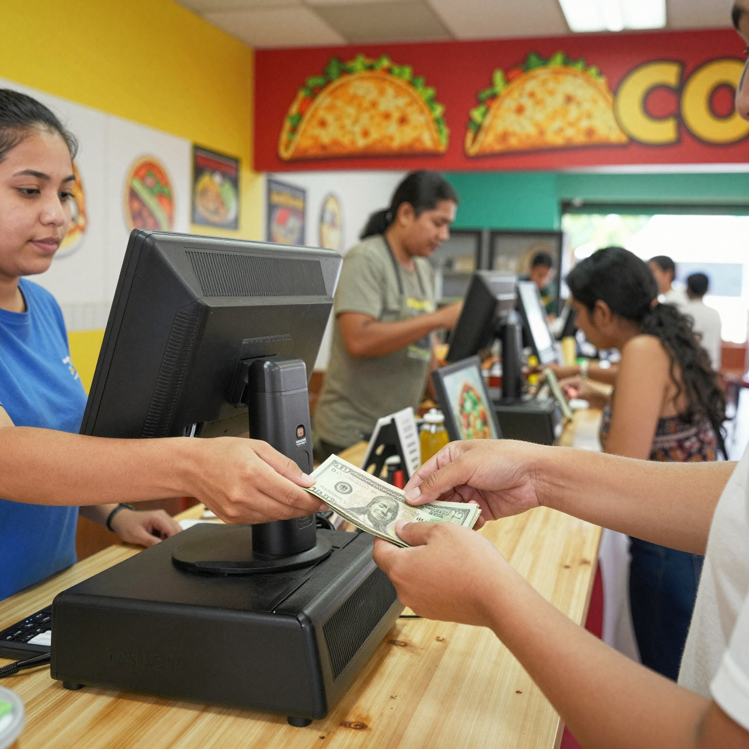 Cash transactions at a taqueria