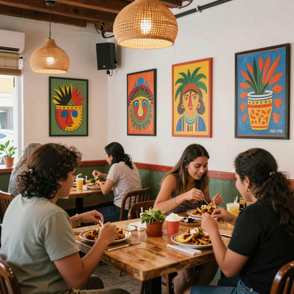 Inside view of AM PM Taqueria