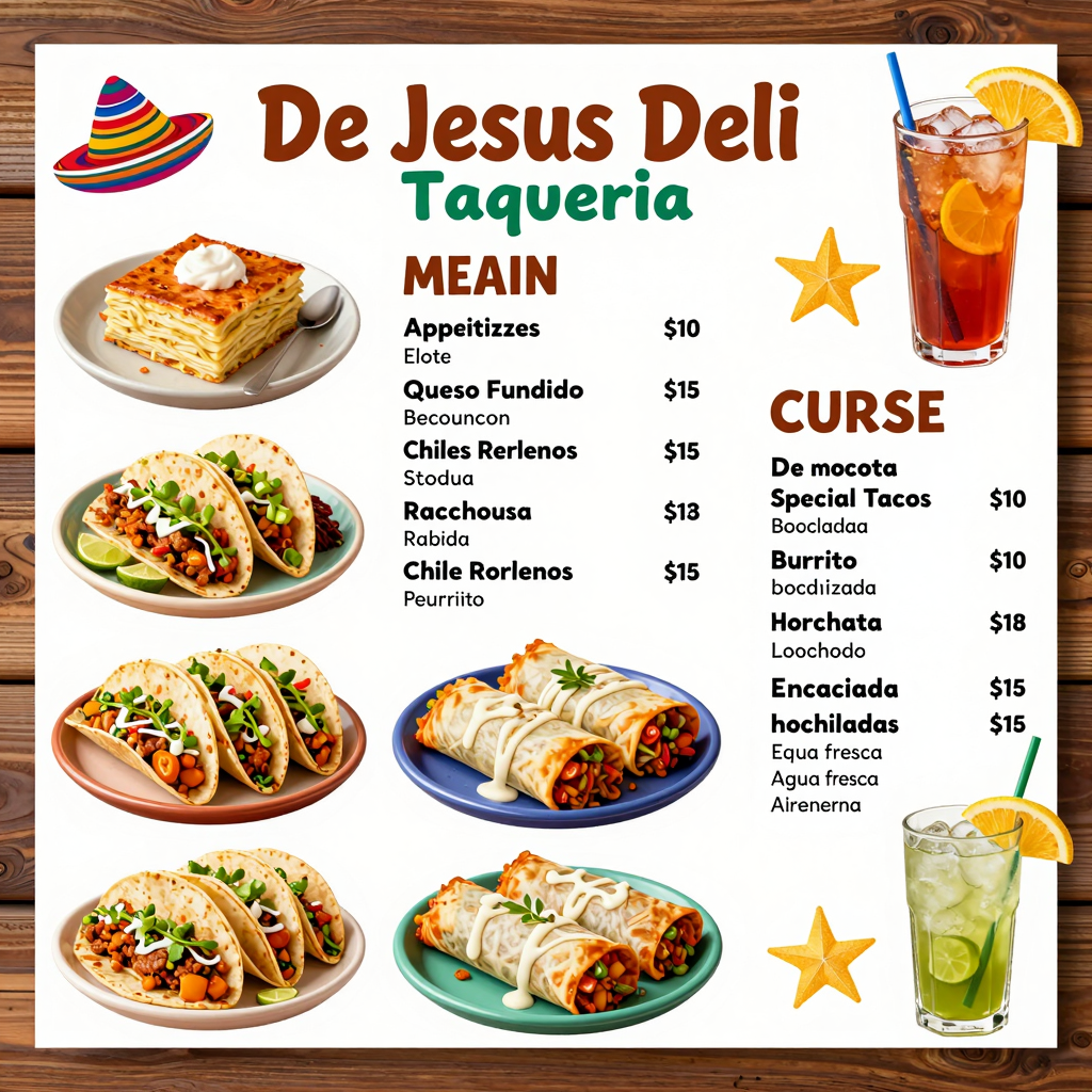 Menu Display at De Jesus Deli Taqueria