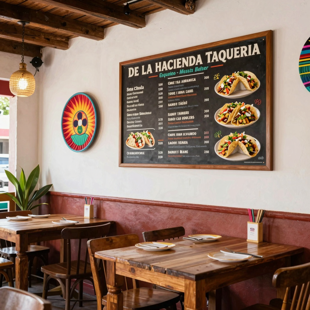 Interior view of De La Hacienda Taqueria