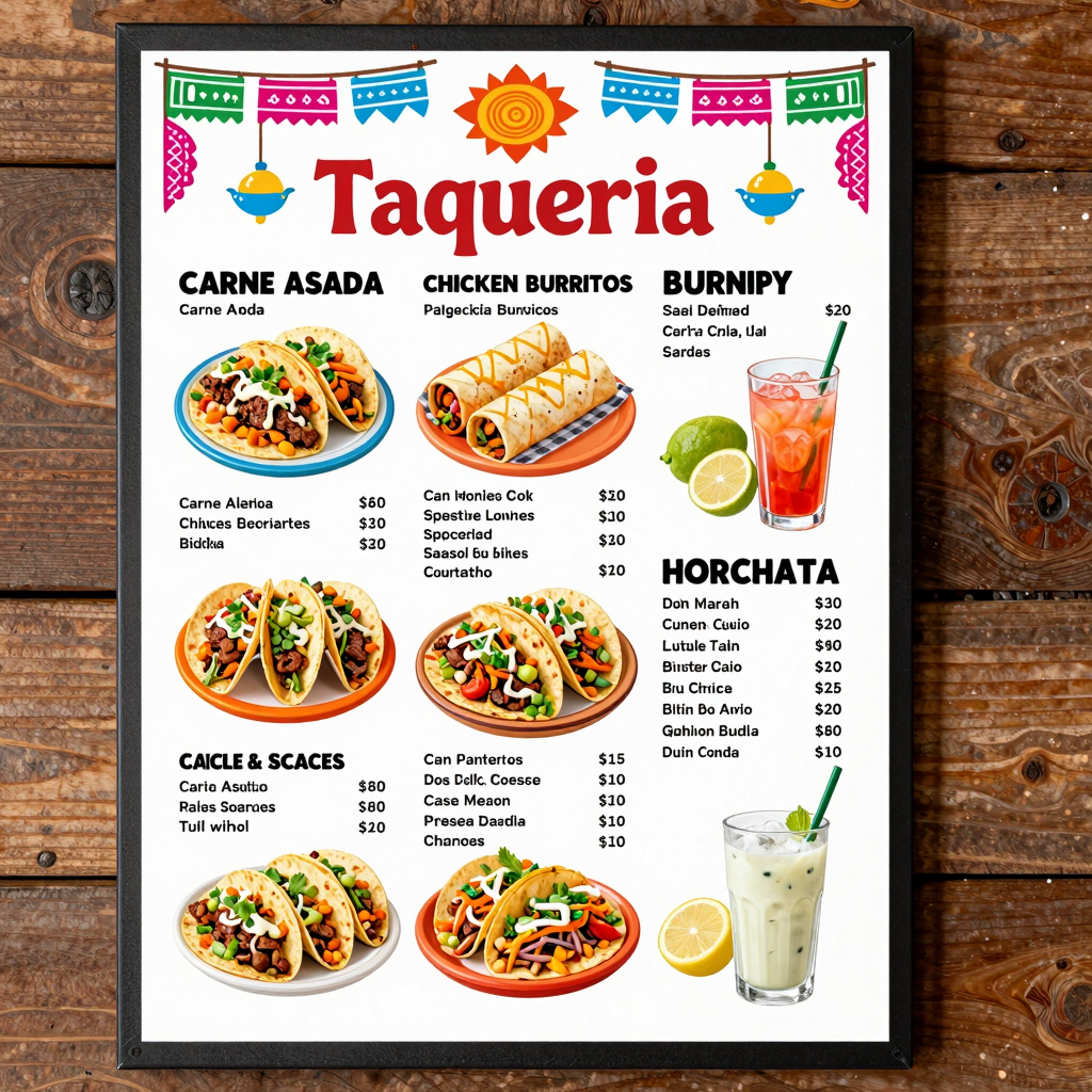 De La Hacienda Taqueria Santa Cruz Menu