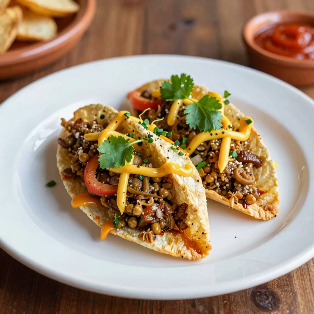 High-quality food photography showcasing a beautifully plated dish from a taqueria