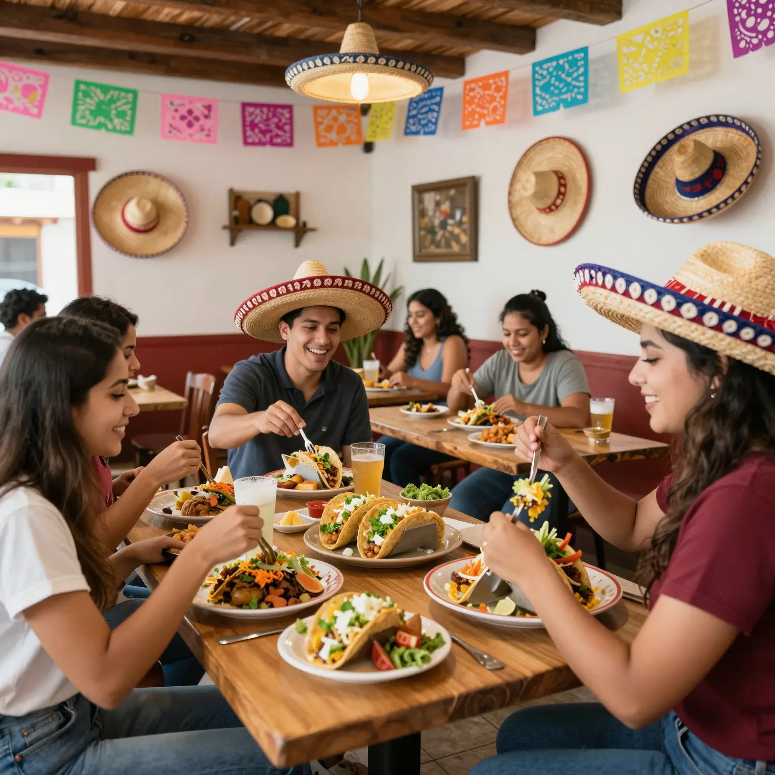 A vibrant taqueria atmosphere