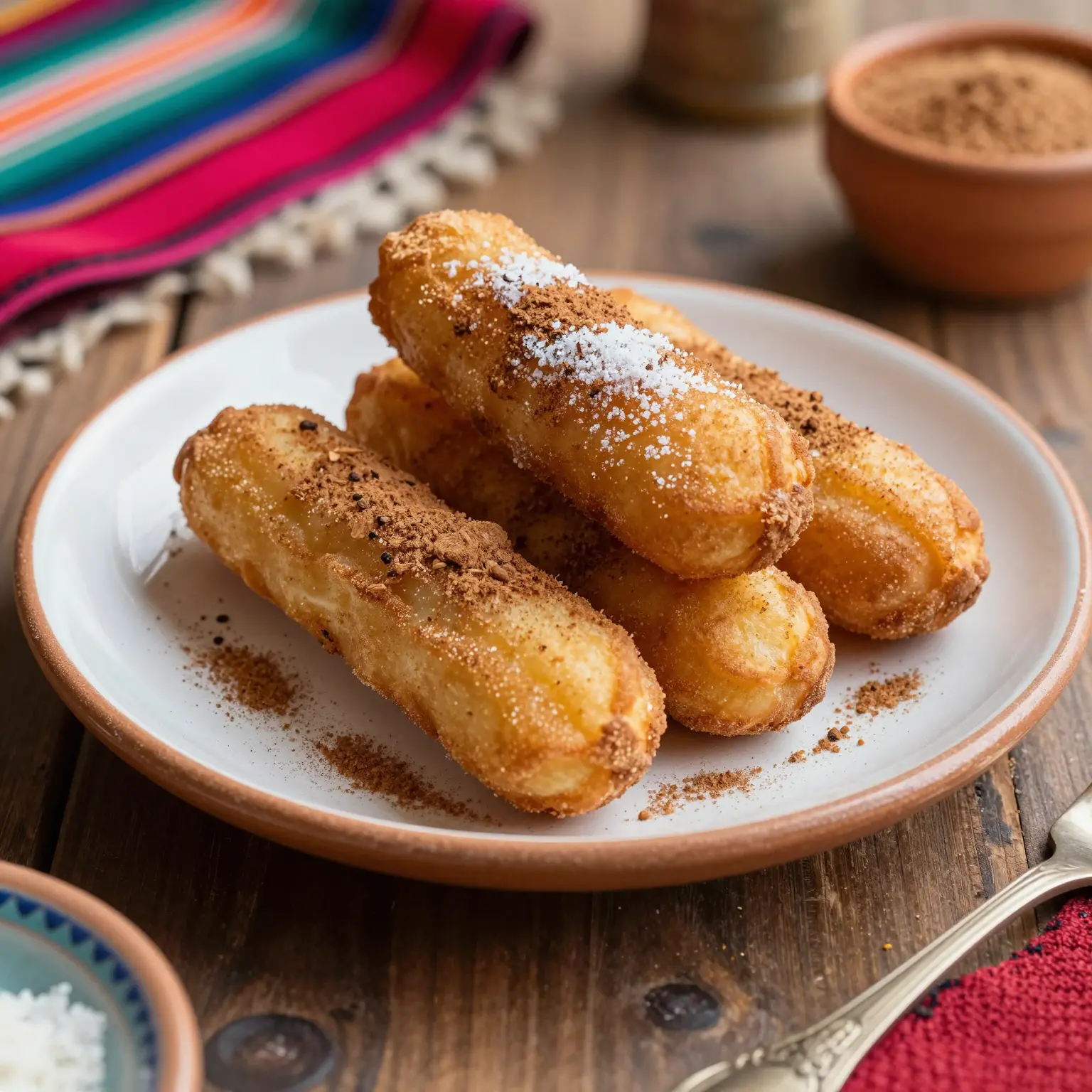 Buñuelo served in a festive setting
