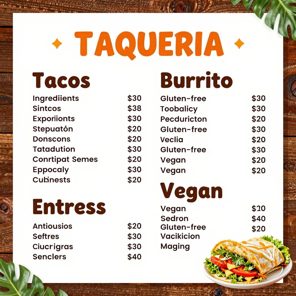 Taqueria Menu Comparison