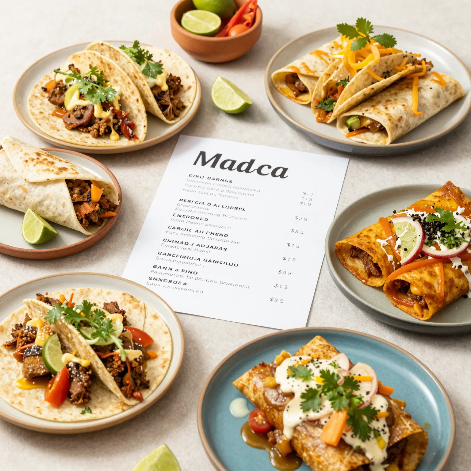 Delicious menu featuring traditional Mexican dishes