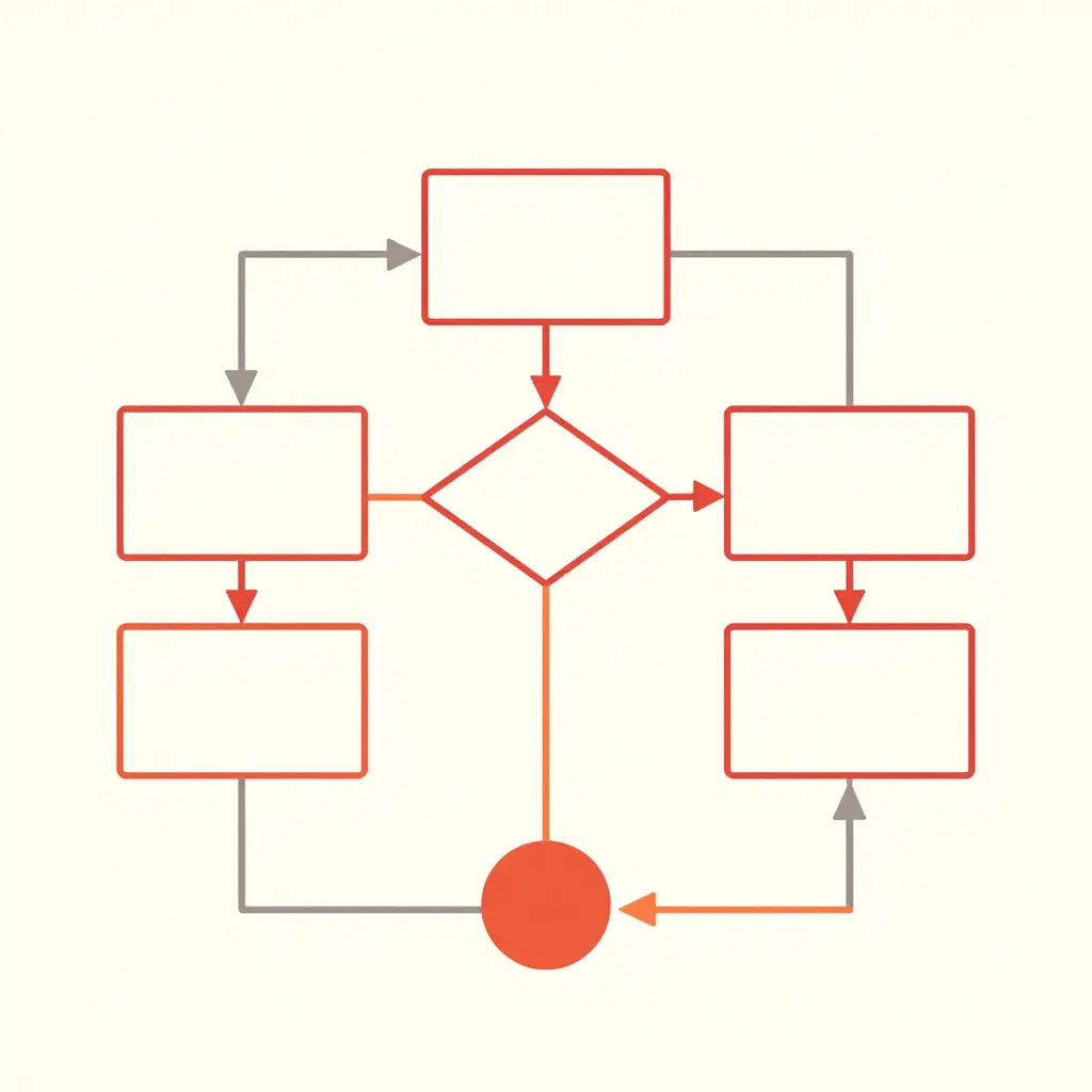 Minimalist 2D flowchart showing the al pastor visit-timing decision path from checking posted hours to enjoying fresh tacos